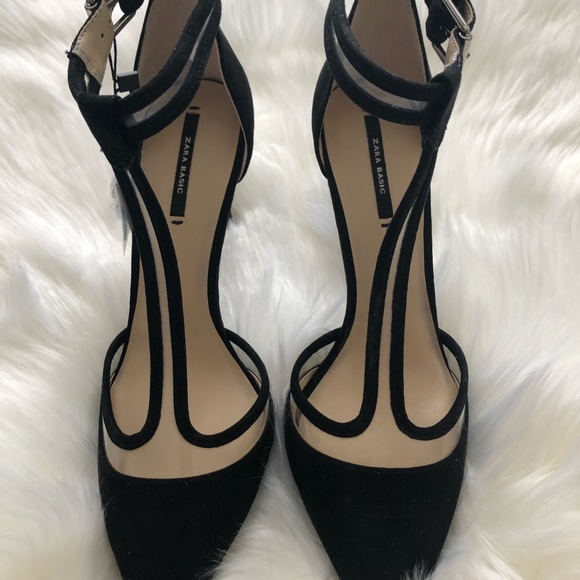 Zara Vinyl Black High Heel Court Shoes Size 6.5 - Picture 7 of 10